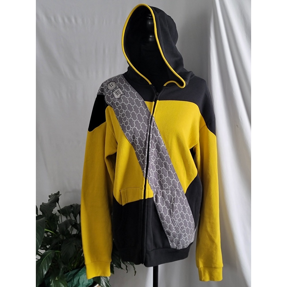 Star Trek TNG Wesley Crusher Costume Hoodie ThinkGeek Yellow Black Grey Zip Up